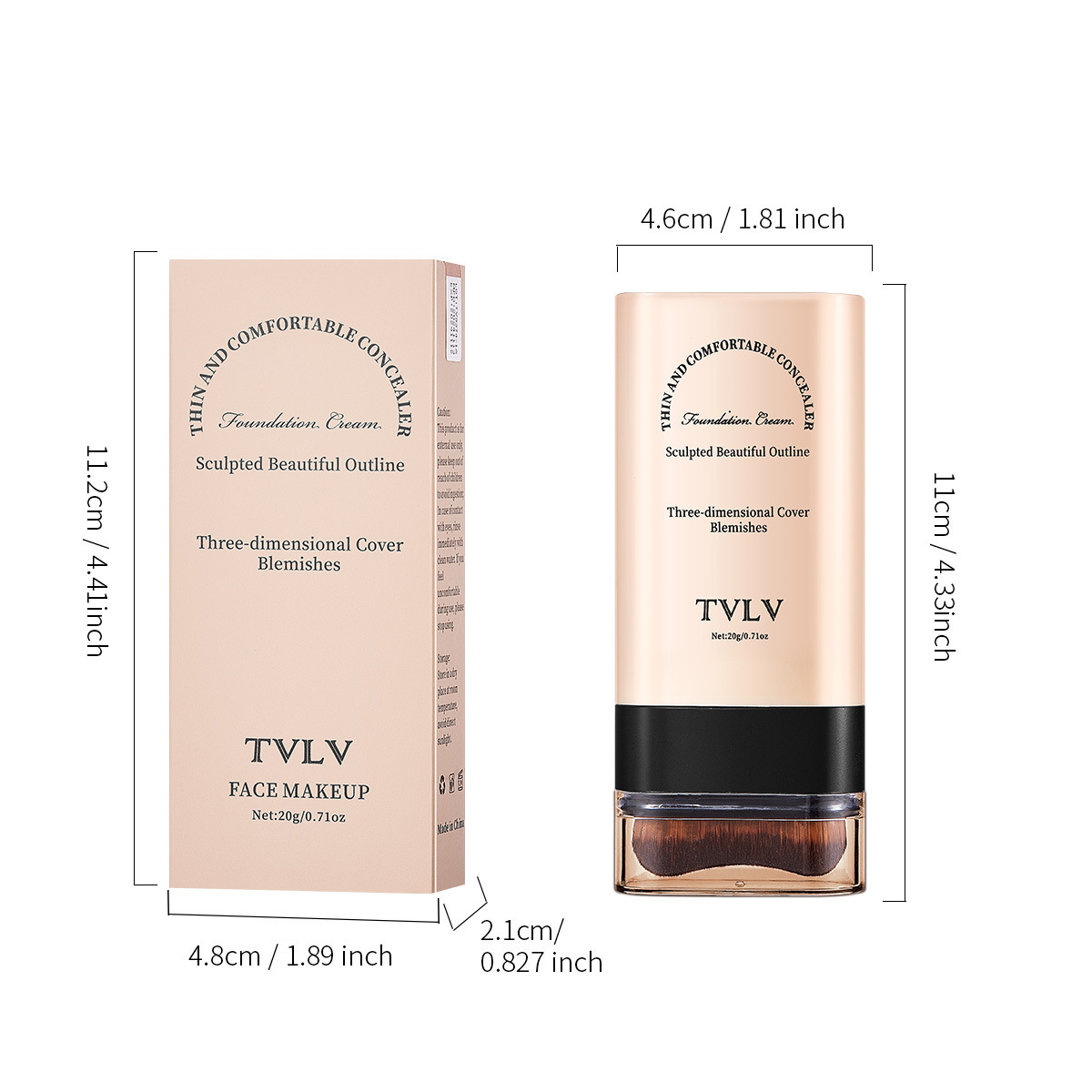 TVLV eraser foundation stick 20g with brush to brighten skin tone liquid foundation long-lasting non-makeup concealer