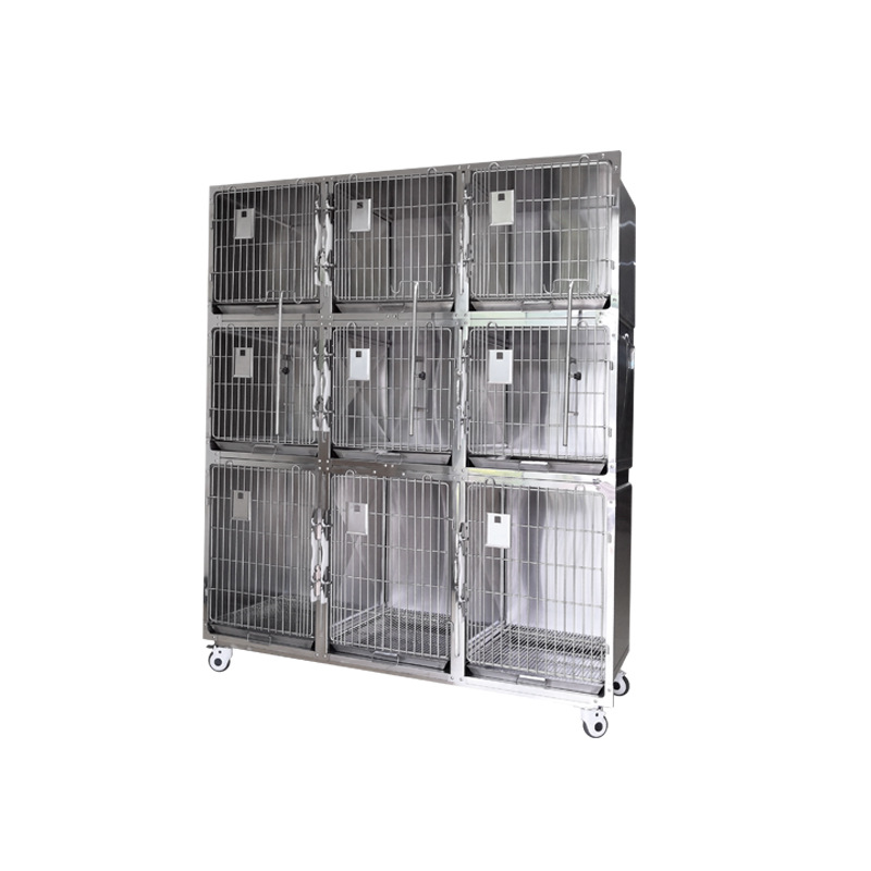 Pet cage 304 stainless steel dog and cat foster cage three layers nine doors overall delivery solid and durable