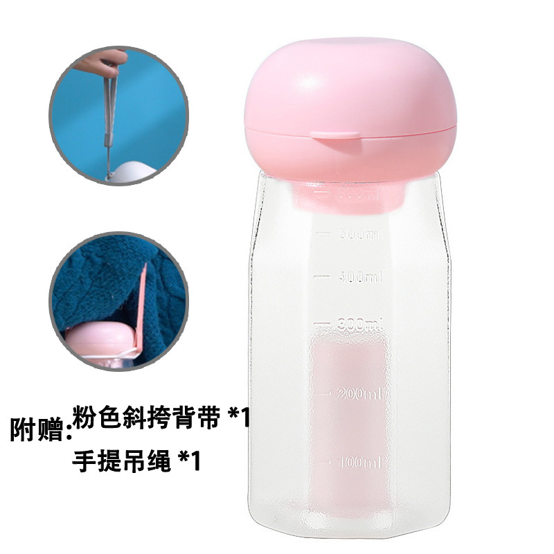 Crossbody water bottle with white strap Pet supplies water cup cat and dog outdoor kettle portable small accompanying cup water bottle high temperature resistant pet water cup