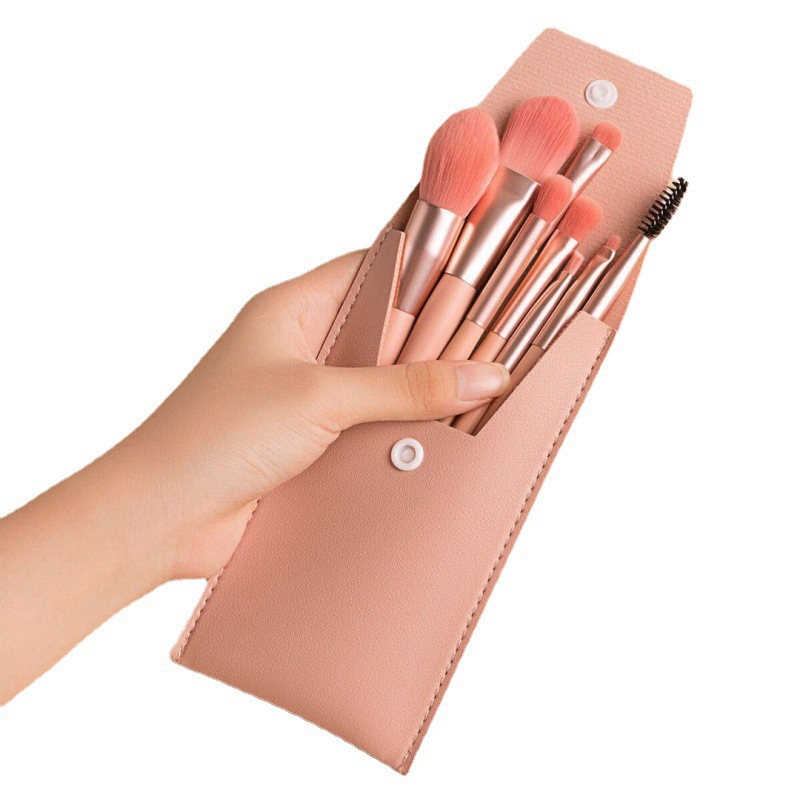 8-Piece Mini Makeup Brush Set Morandi Portable Soft-Bristle Beginner Makeup Tool Set